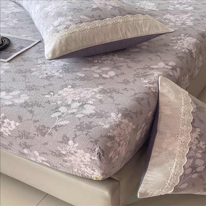 91家纺网 家纺一手货源 找家纺 丝芙妮家居（原乐视家纺） 2025新款全棉纯棉蕾丝花边原麻单品床笠单件床笠 法式浪漫