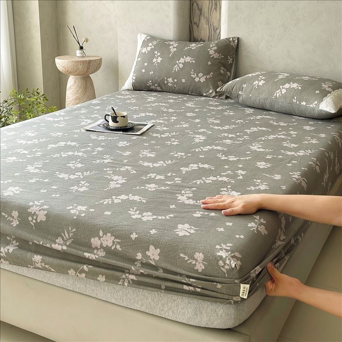 丝芙妮家居（原乐视家纺） 2025新款全棉纯棉蕾丝花边原麻单品床笠单件床笠 清水欢