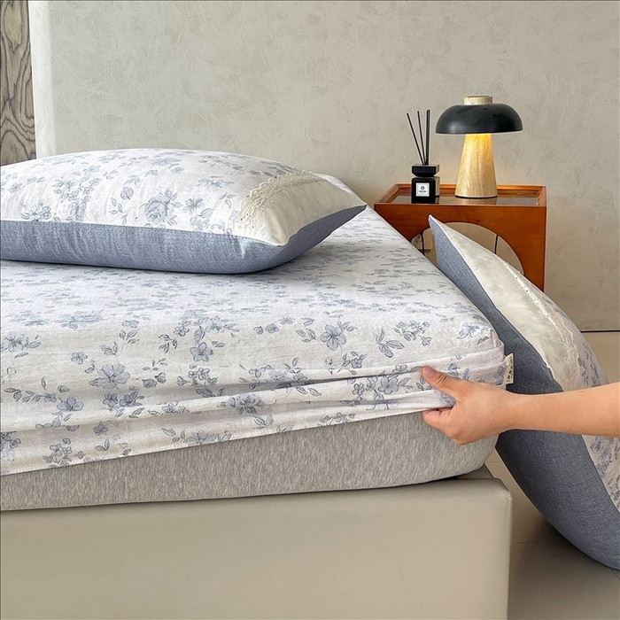 91家纺网 家纺一手货源 找家纺 丝芙妮家居（原乐视家纺） 2025新款全棉纯棉蕾丝花边原麻单品床笠单件床笠 庄生晓梦