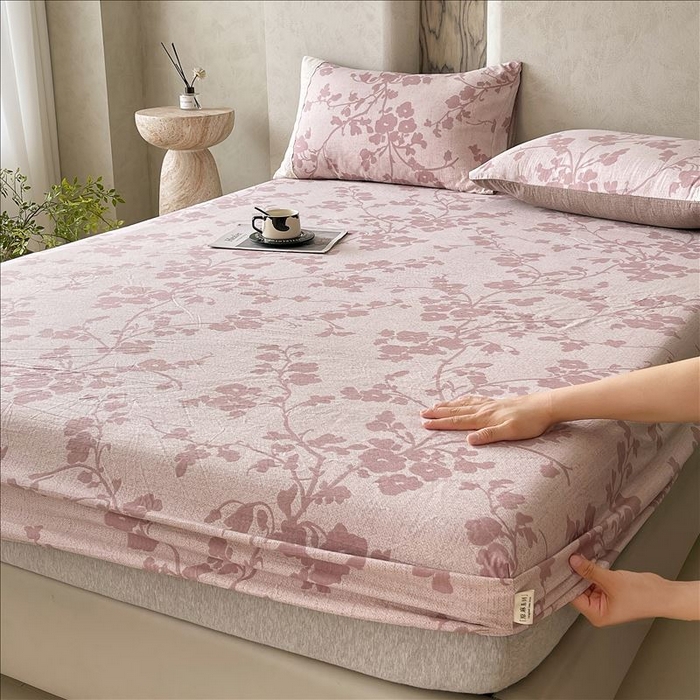 丝芙妮家居（原乐视家纺） 2025新款全棉纯棉蕾丝花边原麻单品床笠单件床笠 云栖