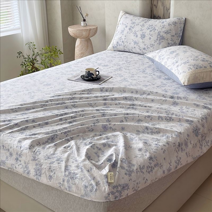 91家纺网 家纺一手货源 找家纺 丝芙妮家居（原乐视家纺） 2025新款全棉纯棉蕾丝花边原麻单品床笠单件床笠 庄生晓梦