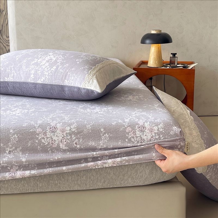 91家纺网 家纺一手货源 找家纺 丝芙妮家居（原乐视家纺） 2025新款全棉纯棉蕾丝花边原麻单品床笠单件床笠 花屿梦