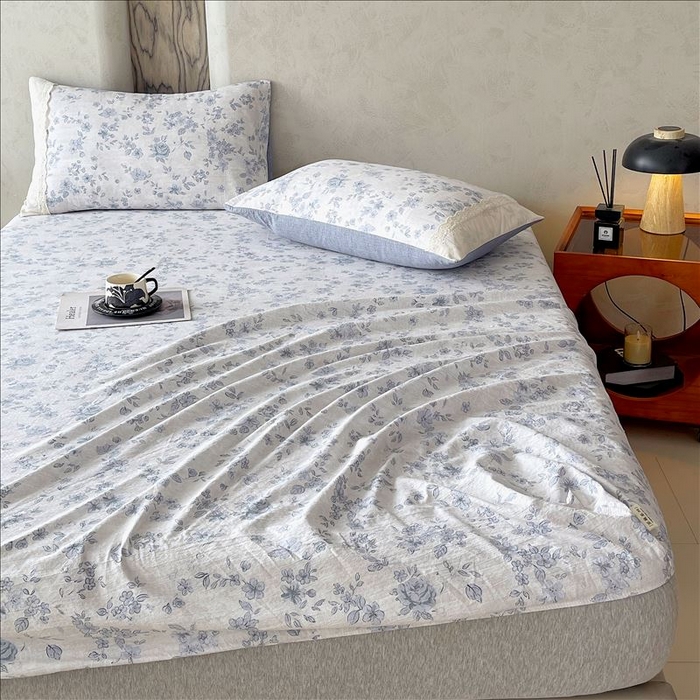 91家纺网 家纺一手货源 找家纺 丝芙妮家居（原乐视家纺） 2025新款全棉纯棉蕾丝花边原麻单品床笠单件床笠 庄生晓梦