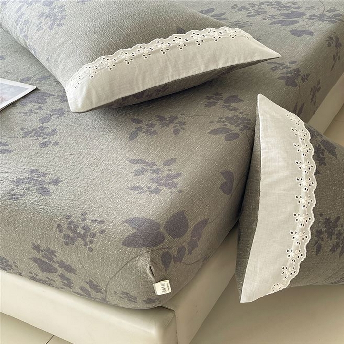 91家纺网 家纺一手货源 找家纺 丝芙妮家居（原乐视家纺） 2025新款全棉纯棉蕾丝花边原麻单品床笠单件床笠 夜色未央