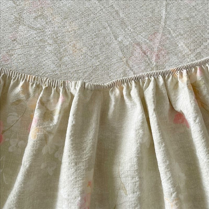 91家纺网 家纺一手货源 找家纺 丝芙妮家居（原乐视家纺） 2025新款全棉纯棉蕾丝花边原麻单品床笠单件床笠 岁月留声