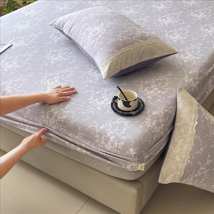 91家纺网 家纺一手货源 找家纺 丝芙妮家居（原乐视家纺） 2025新款全棉纯棉蕾丝花边原麻单品床笠单件床笠 花屿梦