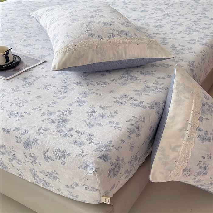 91家纺网 家纺一手货源 找家纺 丝芙妮家居（原乐视家纺） 2025新款全棉纯棉蕾丝花边原麻单品床笠单件床笠 庄生晓梦