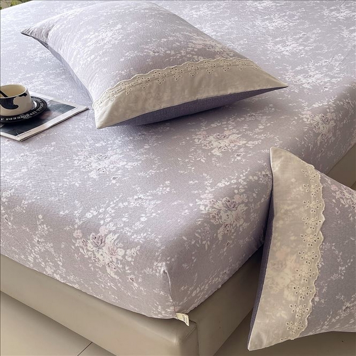 91家纺网 家纺一手货源 找家纺 丝芙妮家居（原乐视家纺） 2025新款全棉纯棉蕾丝花边原麻单品床笠单件床笠 花屿梦