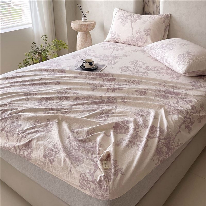 91家纺网 家纺一手货源 找家纺 丝芙妮家居（原乐视家纺） 2025新款全棉纯棉蕾丝花边原麻单品床笠单件床笠 月下繁花