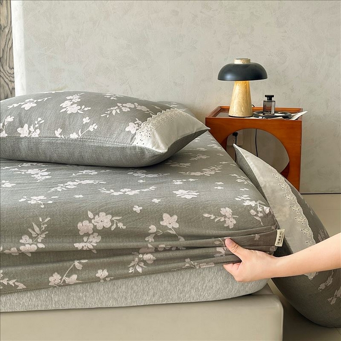 91家纺网 家纺一手货源 找家纺 丝芙妮家居（原乐视家纺） 2025新款全棉纯棉蕾丝花边原麻单品床笠单件床笠 清水欢