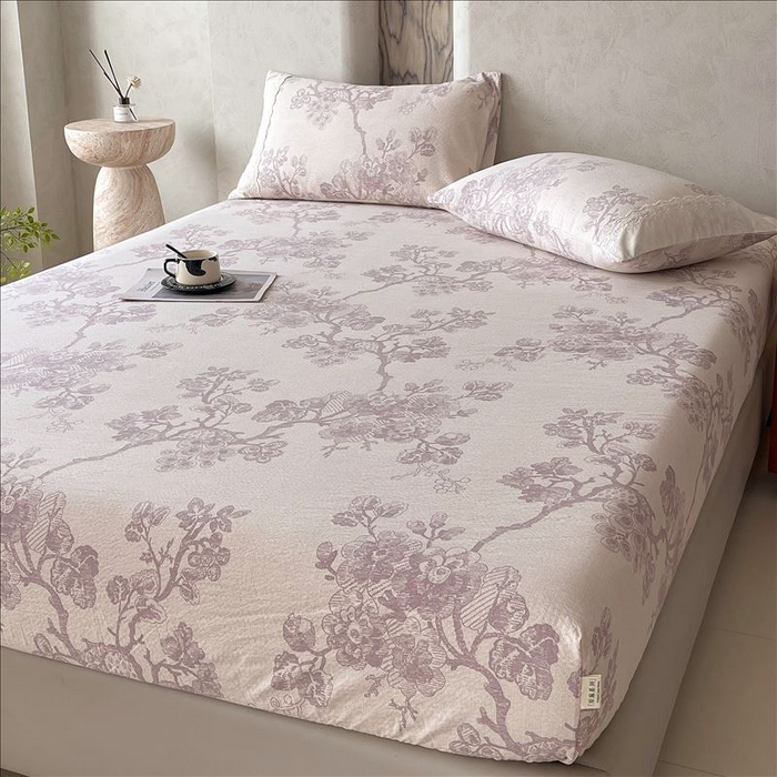 91家纺网 家纺一手货源 找家纺 丝芙妮家居（原乐视家纺） 2025新款全棉纯棉蕾丝花边原麻单品床笠单件床笠 月下繁花