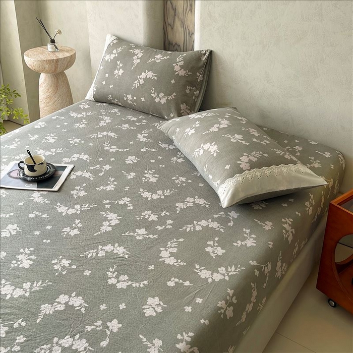 91家纺网 家纺一手货源 找家纺 丝芙妮家居（原乐视家纺） 2025新款全棉纯棉蕾丝花边原麻单品床笠单件床笠 清水欢