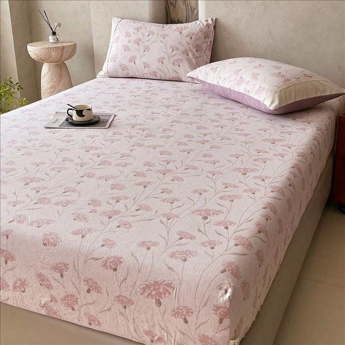 91家纺网 家纺一手货源 找家纺 丝芙妮家居（原乐视家纺） 2025新款全棉纯棉蕾丝花边原麻单品床笠单件床笠 春意漫漫