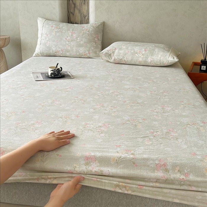 91家纺网 家纺一手货源 找家纺 丝芙妮家居（原乐视家纺） 2025新款全棉纯棉蕾丝花边原麻单品床笠单件床笠 岁月留声