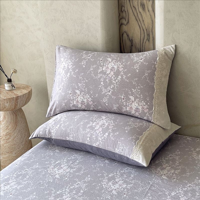 91家纺网 家纺一手货源 找家纺 丝芙妮家居（原乐视家纺） 2025新款全棉纯棉蕾丝花边原麻单品床笠单件床笠 花屿梦