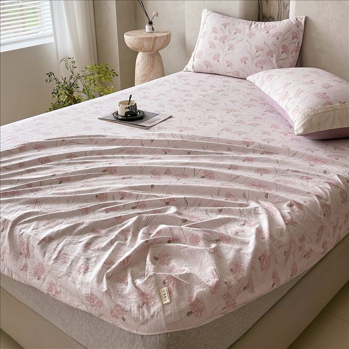 91家纺网 家纺一手货源 找家纺 丝芙妮家居（原乐视家纺） 2025新款全棉纯棉蕾丝花边原麻单品床笠单件床笠 春意漫漫