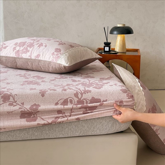 91家纺网 家纺一手货源 找家纺 丝芙妮家居（原乐视家纺） 2025新款全棉纯棉蕾丝花边原麻单品床笠单件床笠 云栖