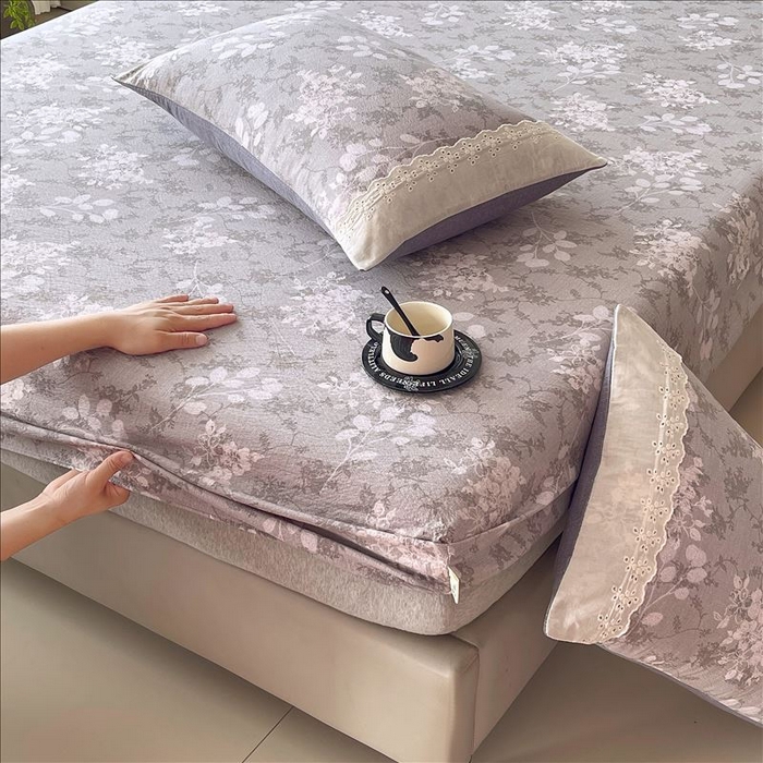 91家纺网 家纺一手货源 找家纺 丝芙妮家居（原乐视家纺） 2025新款全棉纯棉蕾丝花边原麻单品床笠单件床笠 法式浪漫