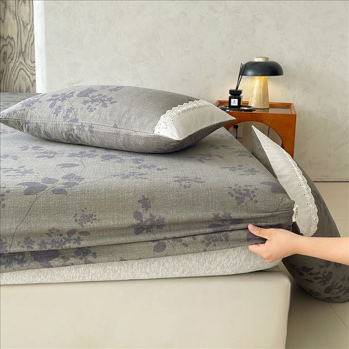 91家纺网 家纺一手货源 找家纺 丝芙妮家居（原乐视家纺） 2025新款全棉纯棉蕾丝花边原麻单品床笠单件床笠 夜色未央