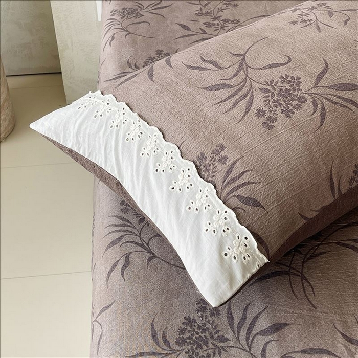 91家纺网 家纺一手货源 找家纺 丝芙妮家居（原乐视家纺） 2025新款全棉纯棉蕾丝花边原麻单品床笠单件床笠 风野涧