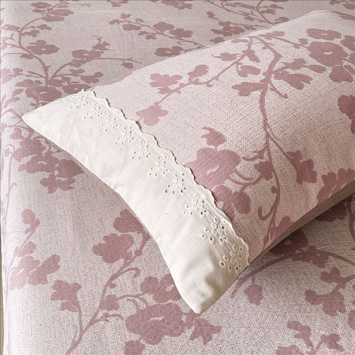 91家纺网 家纺一手货源 找家纺 丝芙妮家居（原乐视家纺） 2025新款全棉纯棉蕾丝花边原麻单品床笠单件床笠 云栖