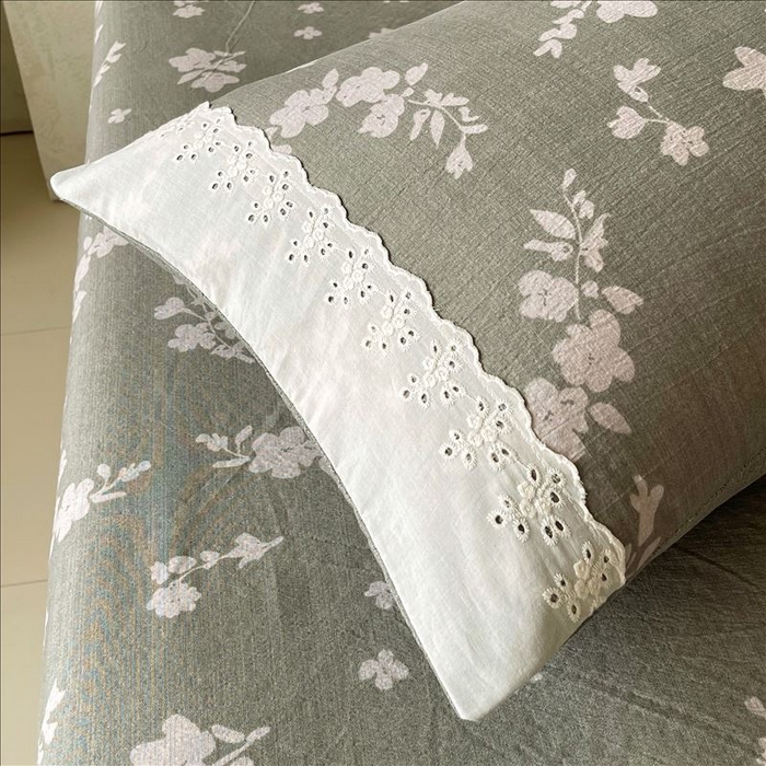 91家纺网 家纺一手货源 找家纺 丝芙妮家居（原乐视家纺） 2025新款全棉纯棉蕾丝花边原麻单品床笠单件床笠 清水欢