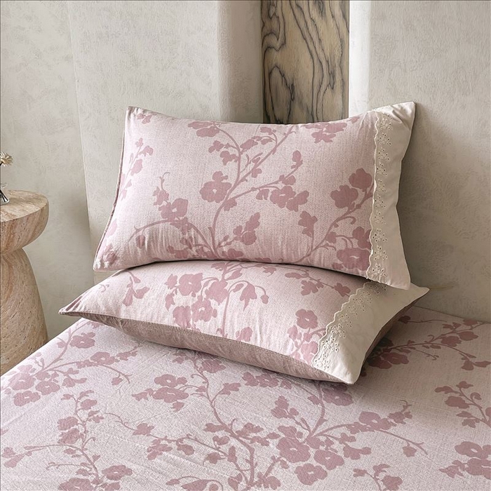 91家纺网 家纺一手货源 找家纺 丝芙妮家居（原乐视家纺） 2025新款全棉纯棉蕾丝花边原麻单品床笠单件床笠 云栖