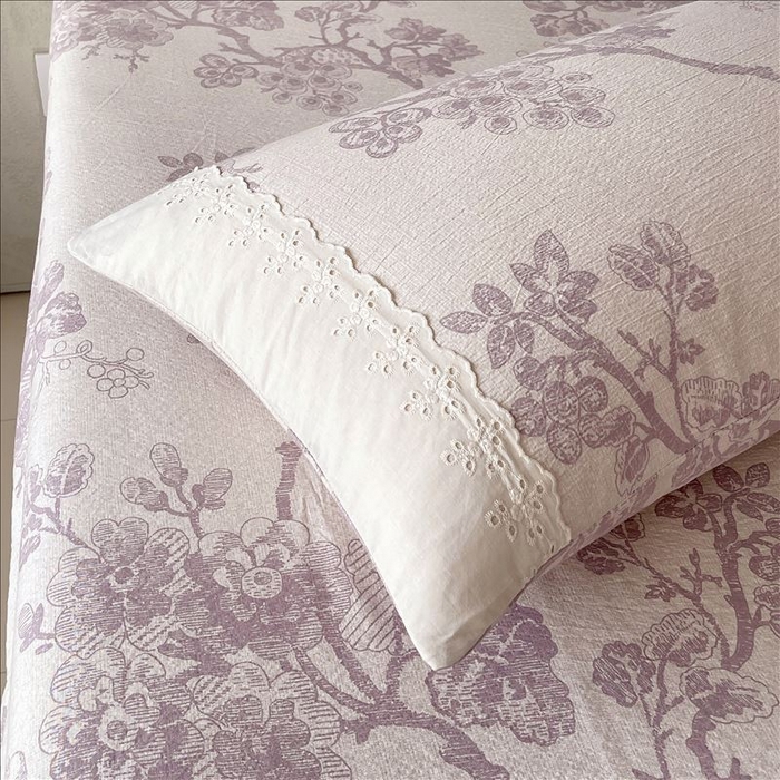 91家纺网 家纺一手货源 找家纺 丝芙妮家居（原乐视家纺） 2025新款全棉纯棉蕾丝花边原麻单品床笠单件床笠 月下繁花