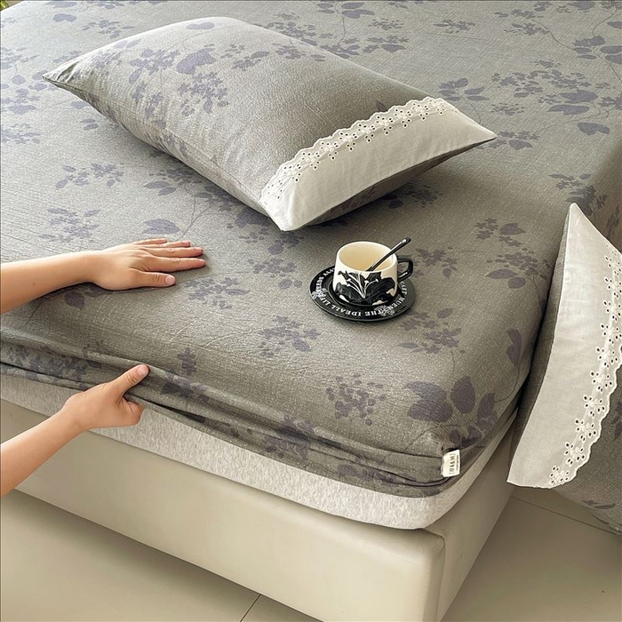 91家纺网 家纺一手货源 找家纺 丝芙妮家居（原乐视家纺） 2025新款全棉纯棉蕾丝花边原麻单品床笠单件床笠 夜色未央