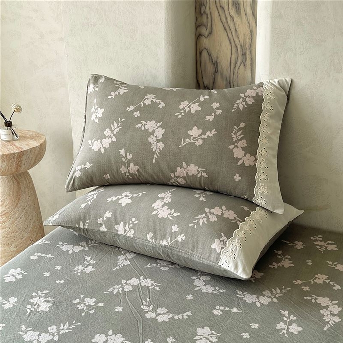 91家纺网 家纺一手货源 找家纺 丝芙妮家居（原乐视家纺） 2025新款全棉纯棉蕾丝花边原麻单品床笠单件床笠 清水欢