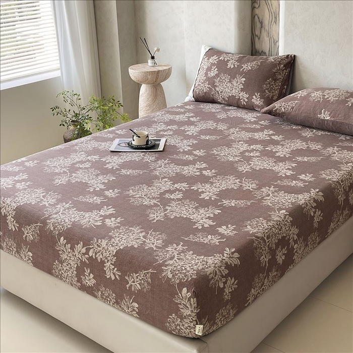 91家纺网 家纺一手货源 找家纺 丝芙妮家居（原乐视家纺） 2025新款全棉纯棉蕾丝花边原麻单品床笠单件床笠 浅影摇