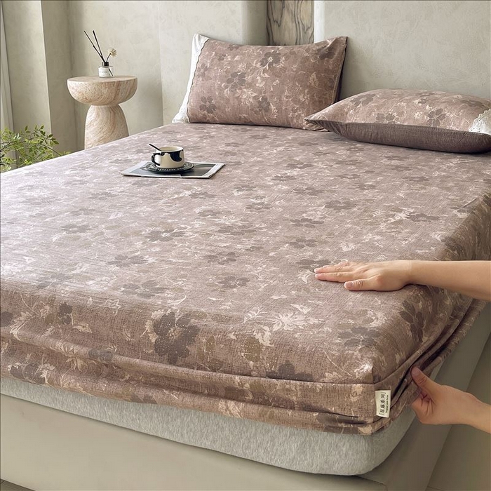 丝芙妮家居（原乐视家纺） 2025新款全棉纯棉蕾丝花边原麻单品床笠单件床笠 陌清香