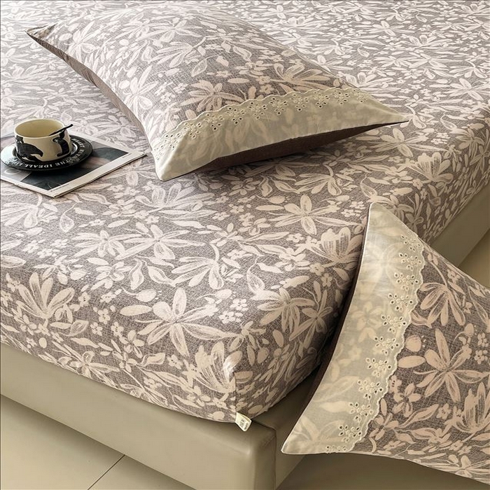 91家纺网 家纺一手货源 找家纺 丝芙妮家居（原乐视家纺） 2025新款全棉纯棉蕾丝花边原麻单品床笠单件床笠 相思岚