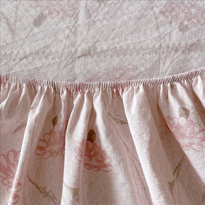 91家纺网 家纺一手货源 找家纺 丝芙妮家居（原乐视家纺） 2025新款全棉纯棉蕾丝花边原麻单品床笠单件床笠 春意漫漫