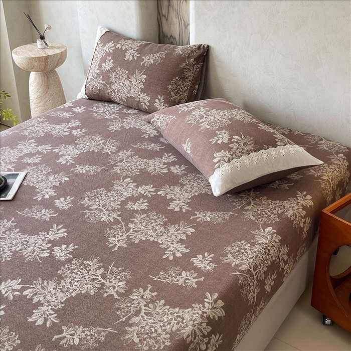 91家纺网 家纺一手货源 找家纺 丝芙妮家居（原乐视家纺） 2025新款全棉纯棉蕾丝花边原麻单品床笠单件床笠 浅影摇