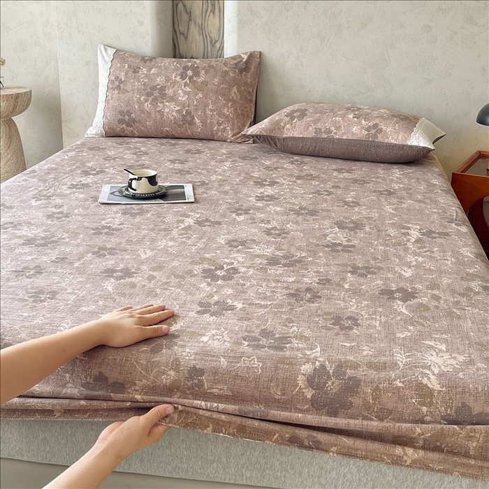 91家纺网 家纺一手货源 找家纺 丝芙妮家居（原乐视家纺） 2025新款全棉纯棉蕾丝花边原麻单品床笠单件床笠 陌清香