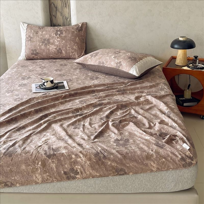 91家纺网 家纺一手货源 找家纺 丝芙妮家居（原乐视家纺） 2025新款全棉纯棉蕾丝花边原麻单品床笠单件床笠 陌清香