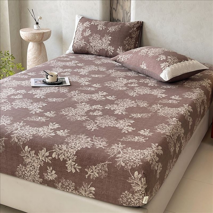 91家纺网 家纺一手货源 找家纺 丝芙妮家居（原乐视家纺） 2025新款全棉纯棉蕾丝花边原麻单品床笠单件床笠 浅影摇