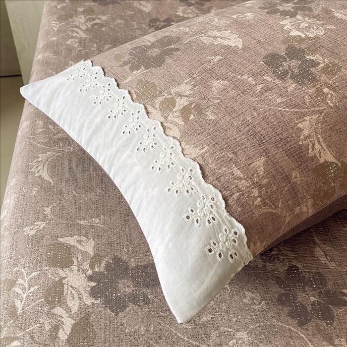 91家纺网 家纺一手货源 找家纺 丝芙妮家居（原乐视家纺） 2025新款全棉纯棉蕾丝花边原麻单品床笠单件床笠 陌清香