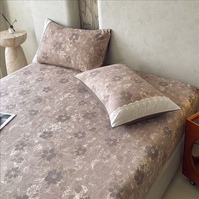 91家纺网 家纺一手货源 找家纺 丝芙妮家居（原乐视家纺） 2025新款全棉纯棉蕾丝花边原麻单品床笠单件床笠 陌清香