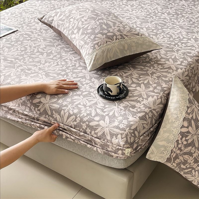 91家纺网 家纺一手货源 找家纺 丝芙妮家居（原乐视家纺） 2025新款全棉纯棉蕾丝花边原麻单品床笠单件床笠 相思岚