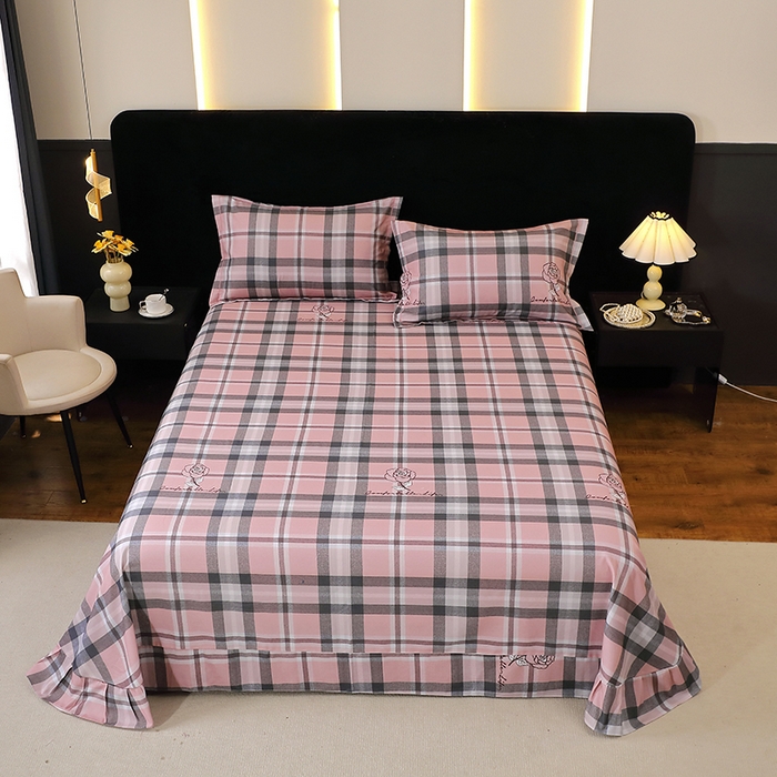 贝兰仙奴 2025新款亲肤舒适全棉磨毛多规格系列单床单 方格恋曲