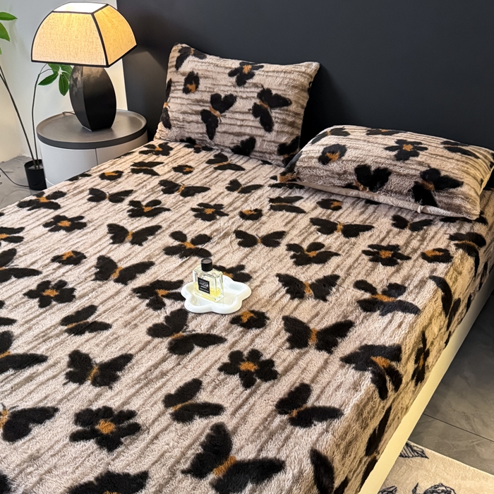 91家纺网 家纺一手货源 找家纺 小叮当家纺仓储工厂店 2025新款印花兔毛绒高克重单床笠 床笠单件 床笠-绽放