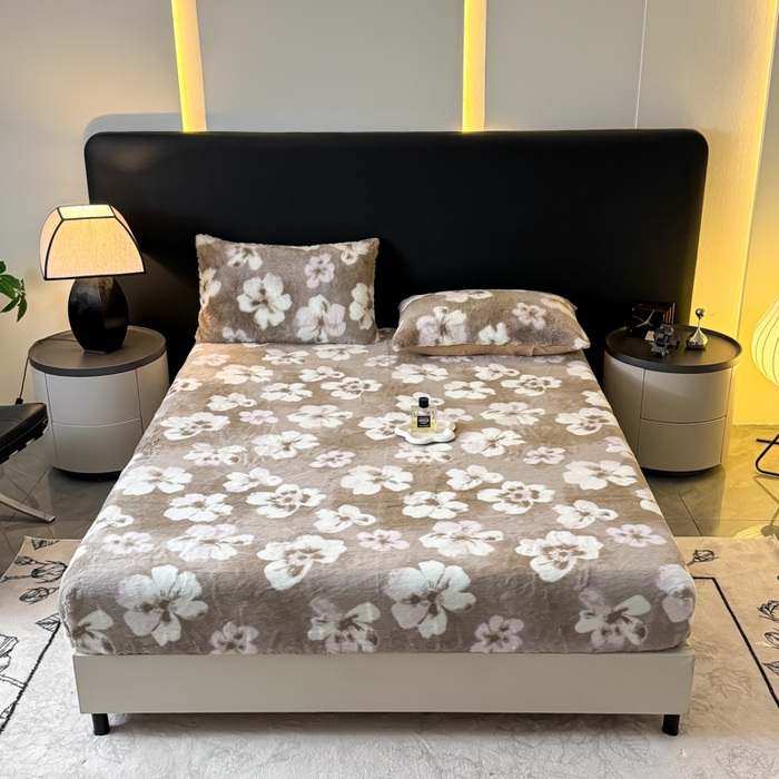 91家纺网 家纺一手货源 找家纺 小叮当家纺仓储工厂店 2025新款印花兔毛绒高克重单床笠 床笠单件 床笠-繁花