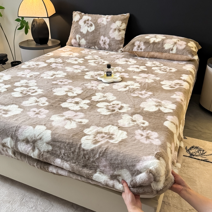 小叮当家纺仓储工厂店 2025新款印花兔毛绒高克重单床笠 床笠单件 床笠-繁花