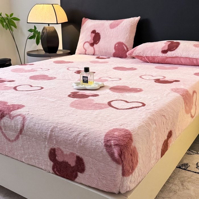 91家纺网 家纺一手货源 找家纺 小叮当家纺仓储工厂店 2025新款印花兔毛绒高克重单床笠 床笠单件 床笠-米妮