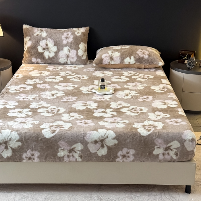 91家纺网 家纺一手货源 找家纺 小叮当家纺仓储工厂店 2025新款印花兔毛绒高克重单床笠 床笠单件 床笠-繁花