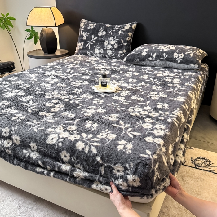 小叮当家纺仓储工厂店 2025新款印花兔毛绒高克重单床笠 床笠单件 床笠-莫奈花园