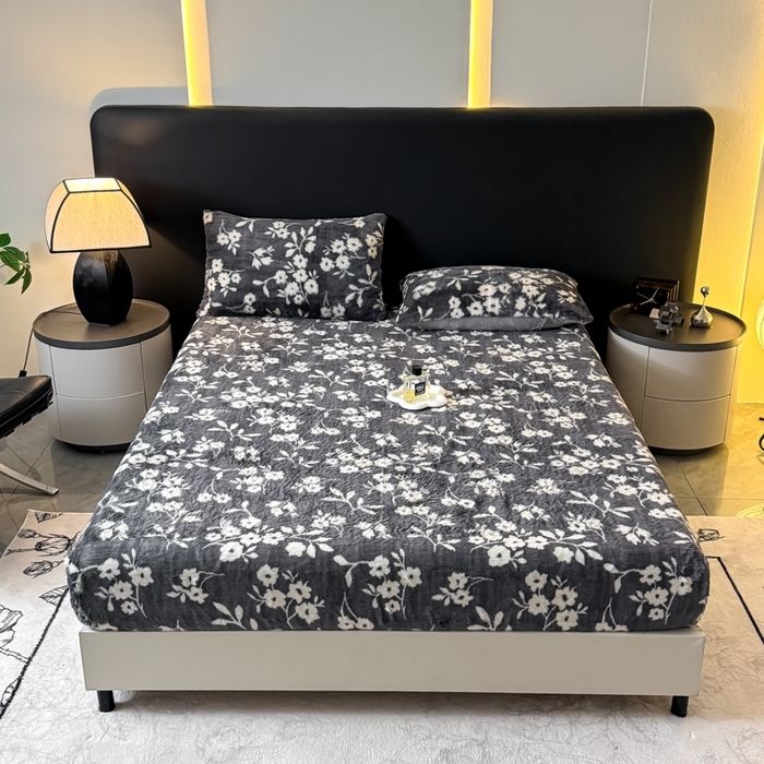 91家纺网 家纺一手货源 找家纺 小叮当家纺仓储工厂店 2025新款印花兔毛绒高克重单床笠 床笠单件 床笠-莫奈花园