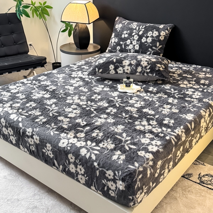 91家纺网 家纺一手货源 找家纺 小叮当家纺仓储工厂店 2025新款印花兔毛绒高克重单床笠 床笠单件 床笠-莫奈花园